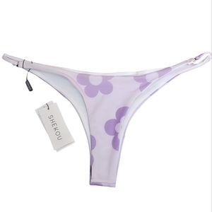 Shekou Light Purple Floral Cheeky Swim Bikini Bottom Size Large New With Tags